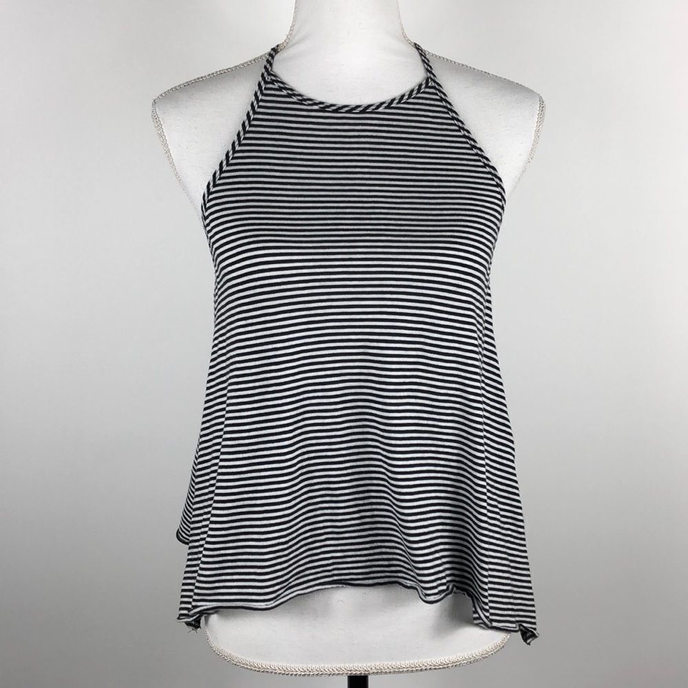 Hollister black striped tank top, small